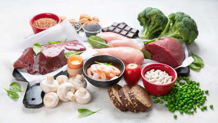 Foods high in Iron for boosts hemoglobin and red blood cell production.の写真素材