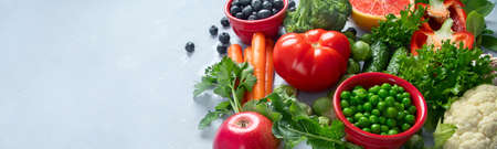 Fresh vegetables. Vegan and vegetarian concept. Foods high in vitamins, minerals and antioxidants....
