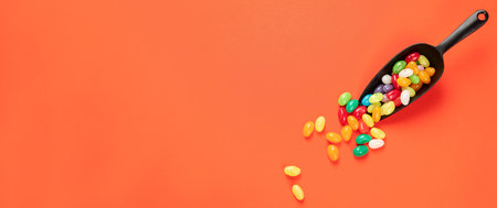 Different colored round candy. top viewの写真素材