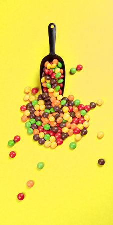 Different colored round candy. top viewの写真素材