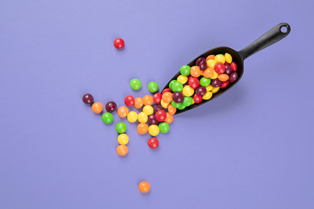 Different colored round candy. top viewの写真素材