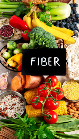 Food lot of carbs on light background. Selection of good sources of carbs. Healthy food concept. Top view.の写真素材