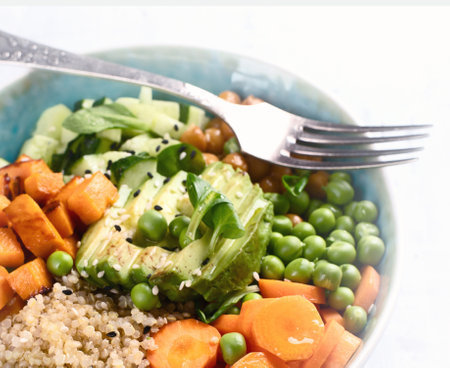 Vegan lunch meal. Healthy eating concept. Top view.の写真素材