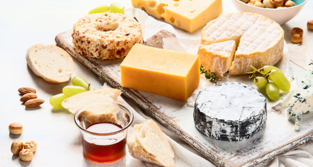 Different types of cheeses.