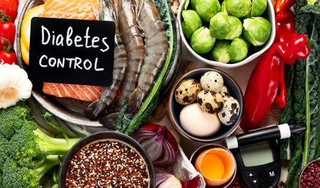 Ketogenic diet concept, ingredients for healthy food. Various balanced useful components healthy low carbohydrate foods on a light background. Top view.の写真素材