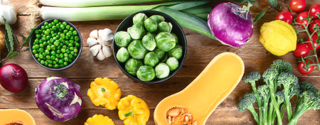 local grown vegetables. Natural farm products. Healthy eating concept. Top viewの写真素材