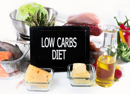 Low carb diet. Healthy eating concept. Front viewの写真素材