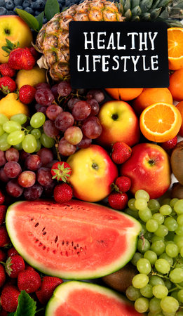 Different fruits collection. Healthy eating and dieting food concept.の写真素材