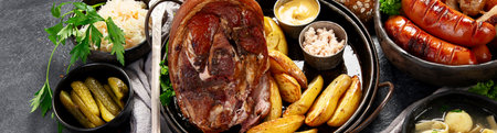 A set of classic Czech dishes. Collection of various traditional dishes from Czech cuisine on a...