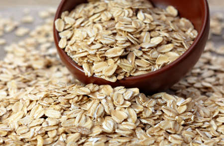 Bowl of oat flakesの写真素材