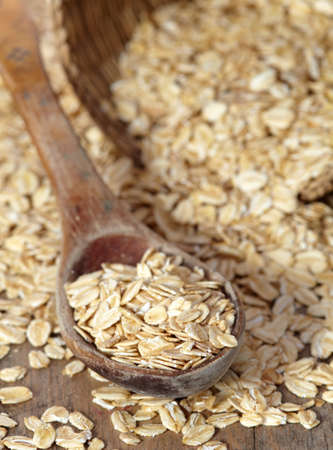 Spoon of oat flakesの写真素材