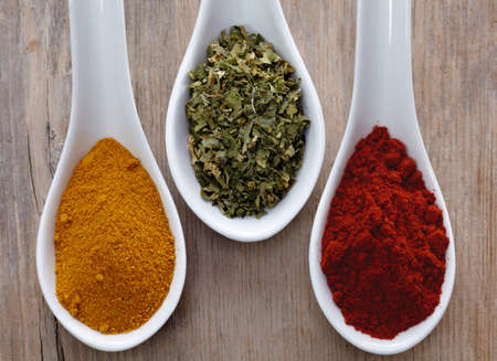 Spoons of spicesの写真素材