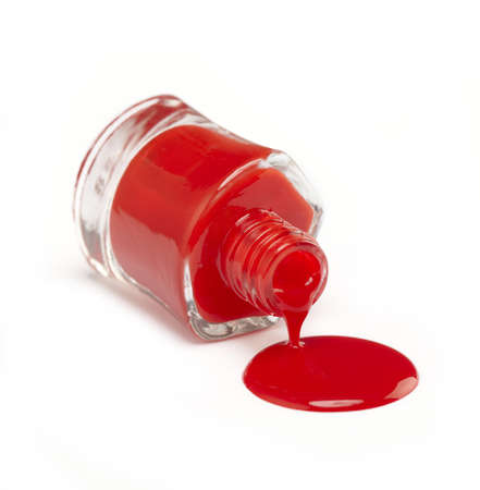 Red nail polish on white backgroundの写真素材