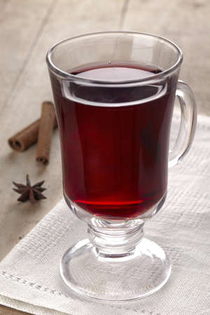 Mulled wine with cinnamon stick and aniseの写真素材