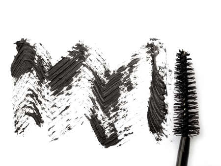 Stroke of black mascara on white backgroundの写真素材