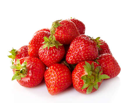 Fresh strawberries on white backgroundの写真素材