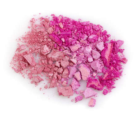 Pink crushed eye shadows on white backgroundの写真素材