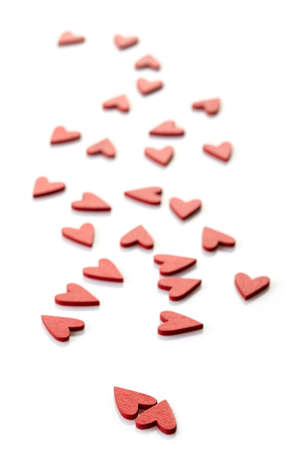 Red hearts on white backgroundの写真素材