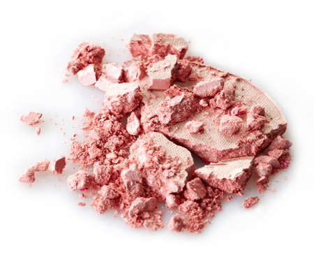 Pink crushed eye shadows on white backgroundの写真素材