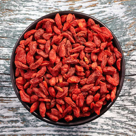 Bowl of dried goji berriesの写真素材