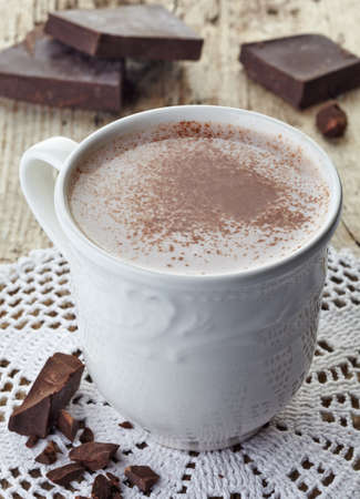 White mug of hot chocolate drinkの写真素材