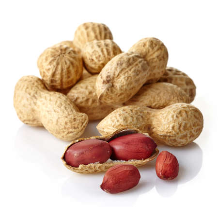 Peanuts isolated on white の写真素材