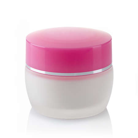 Jar of cosmetic cream isolated on white backgroundの写真素材