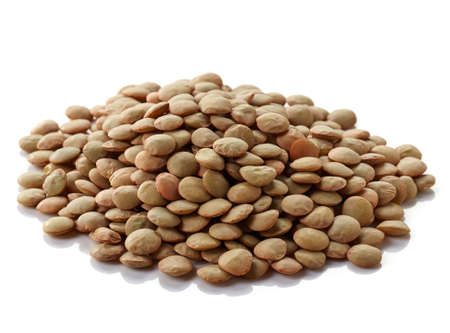 Heap of canadian lentils isolated on white backgroundの写真素材