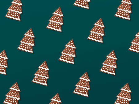 Colorful Christmas pattern of gingerbread cookies