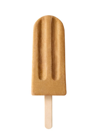 Brown caramel peanut ice cream isolated on white backgroundの写真素材