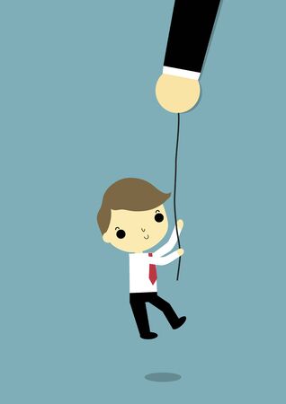 big hand carry rope for help a businessman.のイラスト素材
