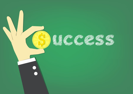 hand carry coin as S alphabet and white chalk writeのイラスト素材