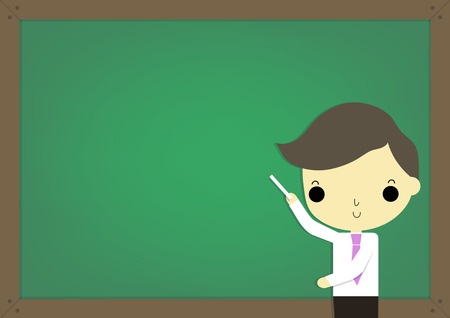 man who are teacher or businessman carry chalk and blackboard behind his.のイラスト素材