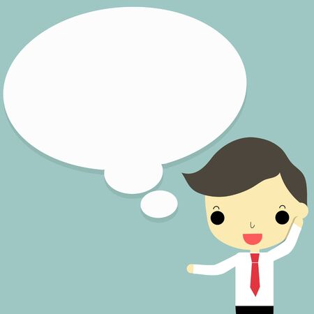 businessman with smile on his face think about something that positive or success on blue background.のイラスト素材