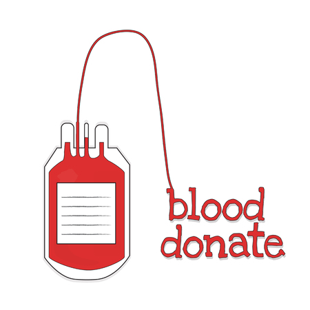 blood and red text as word " blood donate" on white background.のイラスト素材
