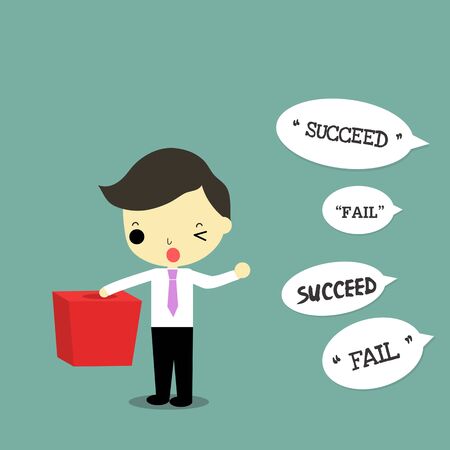 businessman and bos for take a chance whith word success and fail.のイラスト素材