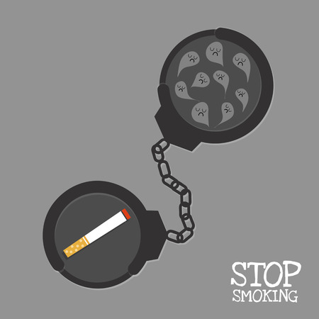shackle and smoke were loging by shackle and word " stop smoking ".のイラスト素材