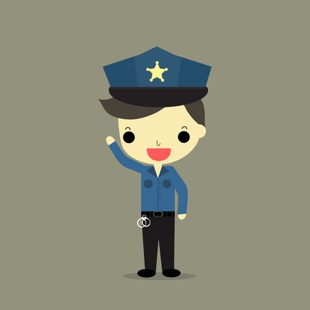 handsome man on police uniform with grey background.のイラスト素材