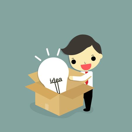 businessman who pick idea on blue background.のイラスト素材
