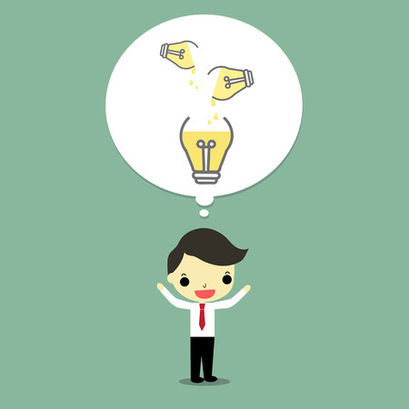 businessman thinking and light bulb on his head.のイラスト素材