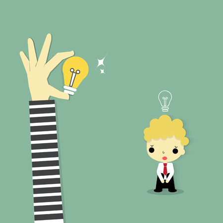 businessman with empty idea staring at idea that thief\'s hand stoleのイラスト素材