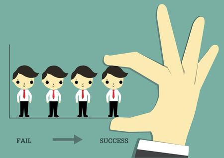 big hand carry a businessman and put him at team for success in business.のイラスト素材