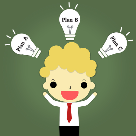 businessman who has idea thinking a few plan for avoid risk in business wolrd.のイラスト素材