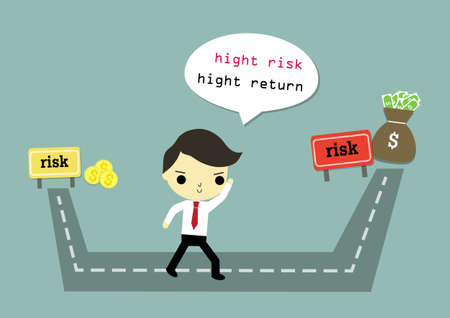 The businessman who choose the way that is better, it is hight risk hight return.の写真素材