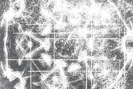 Grunge black and white pattern. Monochrome particles abstract texture. Background of cracks, scuffs, chips, stains, ink spots, lines. Dark design background surface.Grunge Texture Vectorのイラスト素材