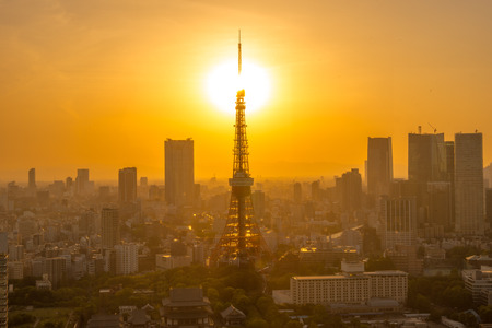 sunset with tokyo towerのeditorial素材
