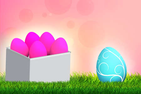 easter eggs over sweet backgroundの写真素材
