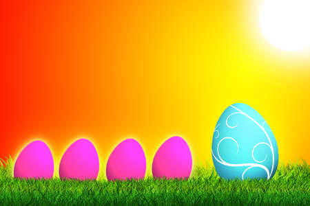 easter eggs over hot background 