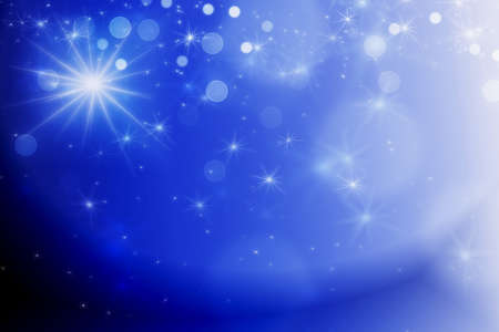 dark blue abstract background with bokeh lights and starsの写真素材