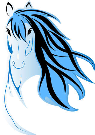 Draw a picture of blue horse headのイラスト素材